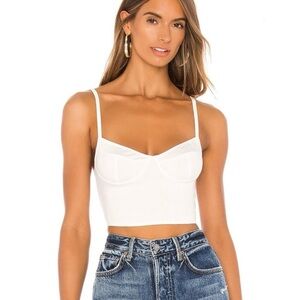 Indah Cutlass Solid Bustier Crop Tank in Ivory Off White Size EU 1